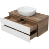 Тумба с раковиной Brevita Dakota 100 подвесная, дуб галифакс олово, белый