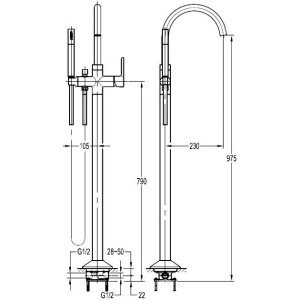 Купить Напольный смеситель для ванны с душем Cezares Eco ECO-VDP-BORO в Москве с доставкой Напольный смеситель для ванны с душем Cezares Eco ECO-VDP-BORO