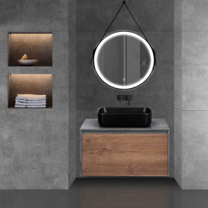 Тумба с раковиной Vincea Mesa 80 дуб табак, бетон