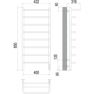 Купить Полотенцесушитель электрический Terminus Полка П8 400*850 в Москве с доставкой Полотенцесушитель электрический Terminus Полка П8 400*850
