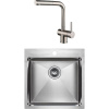 Комплект Мойка кухонная Paulmark Kroner PM215151-BS брашированная нержавеющая сталь + Смеситель Dosse Do214418-SS