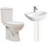 Комплект Унитаз-компакт Оскольская керамика Суперкомпакт Стандарт + Раковина DIWO Коломна + Пьедестал полукруг 0200