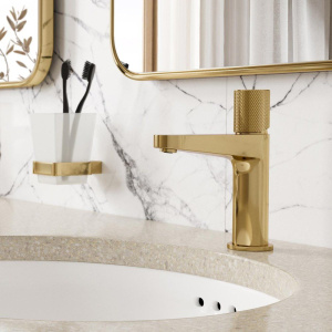 Купить Смеситель для раковины Wasserkraft Ems 7603 глянцевое золото PVD в Москве с доставкой Смеситель для раковины Wasserkraft Ems 7603 глянцевое золото PVD