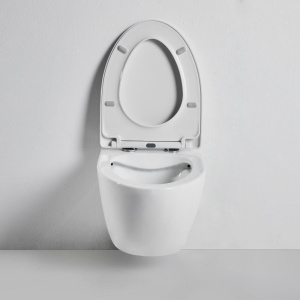 Комплект Унитаз подвесной BOND Oval F05-10 безободковый, с микролифтом + Инсталляция TECE Base 9400413 4 в 1 с кнопкой смыва