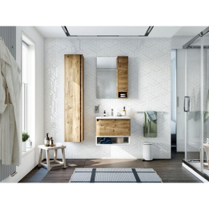 Купить Мебель для ванной STWORKI Карлстад 60 дуб рустикальный, с белой полкой, в стиле лофт, под дерево, подвесная в Москве с доставкой Мебель для ванной STWORKI Карлстад 60 дуб рустикальный, с белой полкой, в стиле лофт, под дерево, подвесная