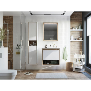 Купить Мебель для ванной STWORKI Ольтен 60, белая, дуб сонома , подвесная (комплект, гарнитур) в Москве с доставкой Мебель для ванной STWORKI Ольтен 60, белая, дуб сонома , подвесная (комплект, гарнитур)