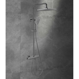 Купить Душевая стойка Vincea Next VSFS-1N0TGM с термостатом, вороненая сталь в Москве с доставкой Душевая стойка Vincea Next VSFS-1N0TGM с термостатом, вороненая сталь