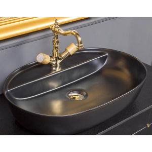 Тумба с раковиной Armadi Art Vallessi Avangarde Linea 100 черная, с накладной раковиной