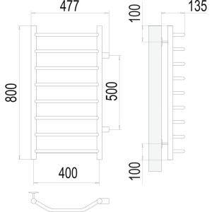 Купить Полотенцесушитель водяной Terminus Виктория П8 400x800 с боковым подключением 500 в Москве с доставкой Полотенцесушитель водяной Terminus Виктория П8 400x800 с боковым подключением 500