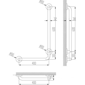 Поручень Nofer 15159.S угловой, левый