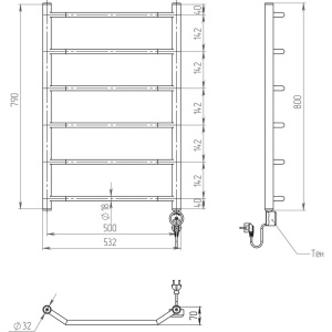 Полотенцесушитель электрический ТЕВОНА Алтея 50х80