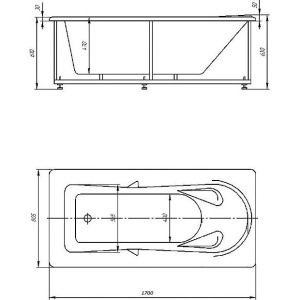Акриловая ванна Акватек Леда LED170-0000047 170x80 см, с каркасом, со сливом-переливом