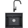 Комплект Мойка кухонная Granula Kitchen Space 6003, черный + Смеситель MEGA City MG- ZRV104-B черный