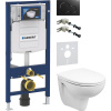 Комплект Унитаз подвесной Wanfald Lauta 47302100005 белый + Шумоизоляция Geberit + Инсталляция Duofix UP 320 111.300.00.5 + Кнопка Sigma 01 115.770.DW.5 черная + Крепления 111.815.00.1 к стене