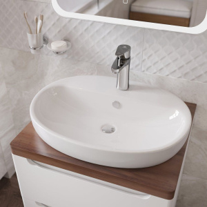 Купить Тумба с раковиной STWORKI Берген 80, белая с темной столешницей, DIWO Самара 0116 в Москве с доставкой Тумба с раковиной STWORKI Берген 80, белая с темной столешницей, DIWO Самара 0116