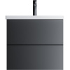 Тумба с раковиной AM.PM Gem 60 черная матовая, подвесная, с 2 ящиками, с белой раковиной