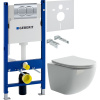 Комплект Унитаз подвесной Ceramicanova Forma CN3009 безободковый + Шумоизоляция Geberit + Инсталляция Duofix Delta 458.149.21.1 с кнопкой смыва, хром