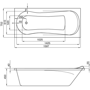 Акриловая ванна Santek Каледония 160х75 белая 1.WH30.2.388