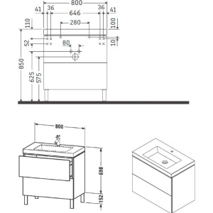 Тумба с раковиной Duravit L-Cube 80, напольная, глянцевая белая