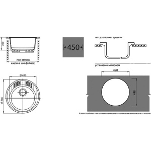 Купить Мойка кухонная GranFest Rondo GF-R520 графит в Москве с доставкой Мойка кухонная GranFest Rondo GF-R520 графит