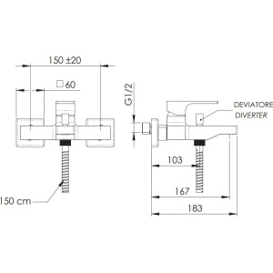 Смеситель для ванны с душем Remer Absolute AU02BG золотой брашированный