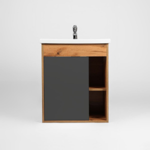 Тумба с раковиной VIANT Бостон 70 подвесная, дуб вотан, графит