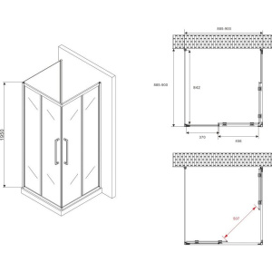 Душевой уголок Abber Schwarzer Diamant AG02090BH-S90B 90x90, профиль черный, стекло прозрачное
