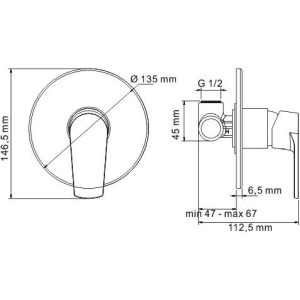 Смеситель для душа Wasserkraft Dill 6151 С ВНУТРЕННЕЙ ЧАСТЬЮ