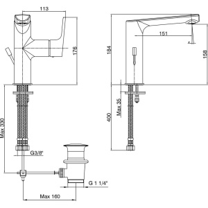 Смеситель для раковины E.C.A. Luna 102108973EX