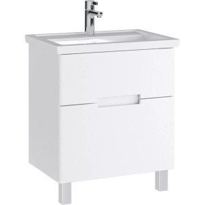 Тумба с раковиной SanStar Ориана 50 напольная, белая, раковина Kirovit Фостер 50