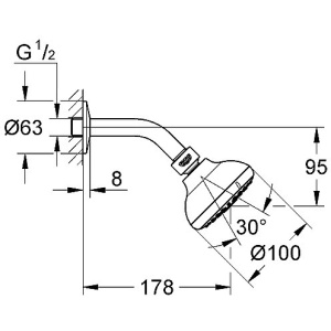 Верхний душ Grohe New Tempesta 26088001 хром