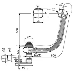 Слив-перелив для ванны Ravak X01506 удлиненный