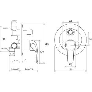 Смеситель для ванны с душем Ravak Rosa RS 061.00 С ВНУТРЕННЕЙ ЧАСТЬЮ