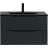 Мебель для ванной BOND Cube, 80 подвесная, серая матовая, черная раковина