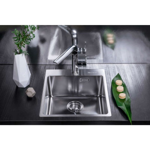 Купить Комплект Мойка кухонная Omoikiri Amadare 45-IN + Смеситель Shinagawa BN нержавеющая сталь в Москве с доставкой Комплект Мойка кухонная Omoikiri Amadare 45-IN + Смеситель Shinagawa BN нержавеющая сталь