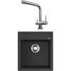 Комплект Мойка кухонная Omoikiri Daisen 46-BL черная + Смеситель Nagano BN нержавеющая сталь