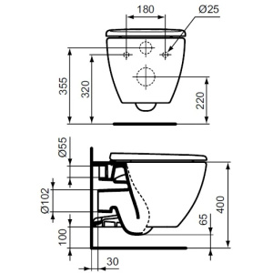 Купить Унитаз подвесной Ideal Standard Tesi T007901 безободковый в Москве с доставкой Унитаз подвесной Ideal Standard Tesi T007901 безободковый