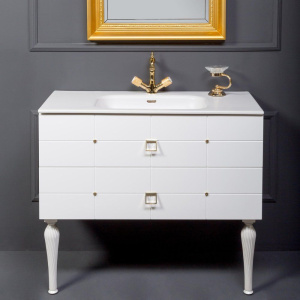 Мебель для ванной Armadi Art Vallessi Avangarde Piazza 100 белая, с раковиной-столешницей