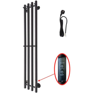 Купить Полотенцесушитель электрический Маргроид Inaro 120х18 R, с крючками, черный матовый в Москве с доставкой Полотенцесушитель электрический Маргроид Inaro 120х18 R, с крючками, черный матовый