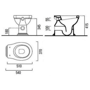 Унитаз приставной с бачком и сиденьем GSI Classic SET_CLASSIC_BR