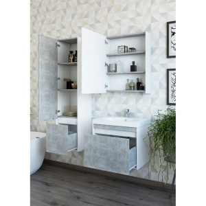 Купить Шкаф-пенал Sanflor Калипсо L, белый, ателье светлый в Москве с доставкой Шкаф-пенал Sanflor Калипсо L, белый, ателье светлый