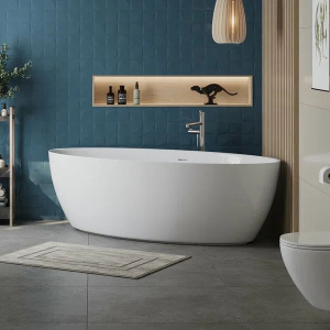 Акриловая ванна BelBagno BB707-1860-880 185x90 см, отдельностоящая, овальная, с ножками, со сливом-переливом, с донным клапаном