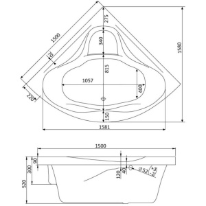 Акриловая ванна Santek Сан-Паулу 150х150 1.WH30.2.399