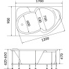 Акриловая ванна 1MarKa Diana L 150x90 см, угловая, с каркасом, асимметричная