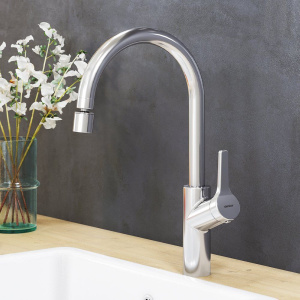 Купить Смеситель для кухни Damixa Eclipse 310722000 с двухрежимным регулируемым аэратором, хром в Москве с доставкой Смеситель для кухни Damixa Eclipse 310722000 с двухрежимным регулируемым аэратором, хром