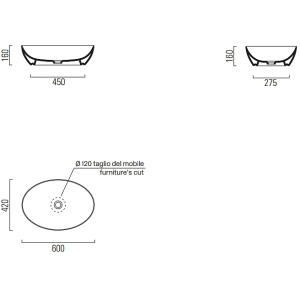 Купить Раковина накладная GSI Pura 60 884211 белая в Москве с доставкой Раковина накладная GSI Pura 60 884211 белая