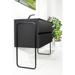 Тумба с раковиной Armadi Art Vallessi 100 антрацит матовая, с черной раковиной