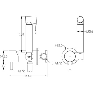 Гигиенический душ Boheme Uno 467-G С ВНУТРЕННЕЙ ЧАСТЬЮ, со смесителем