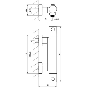 Термостатический смеситель Ravak Puri X070188 черный матовый