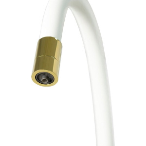 Смеситель для кухни Lemark Comfort LM3075G-White с гибким изливом, золото, белый